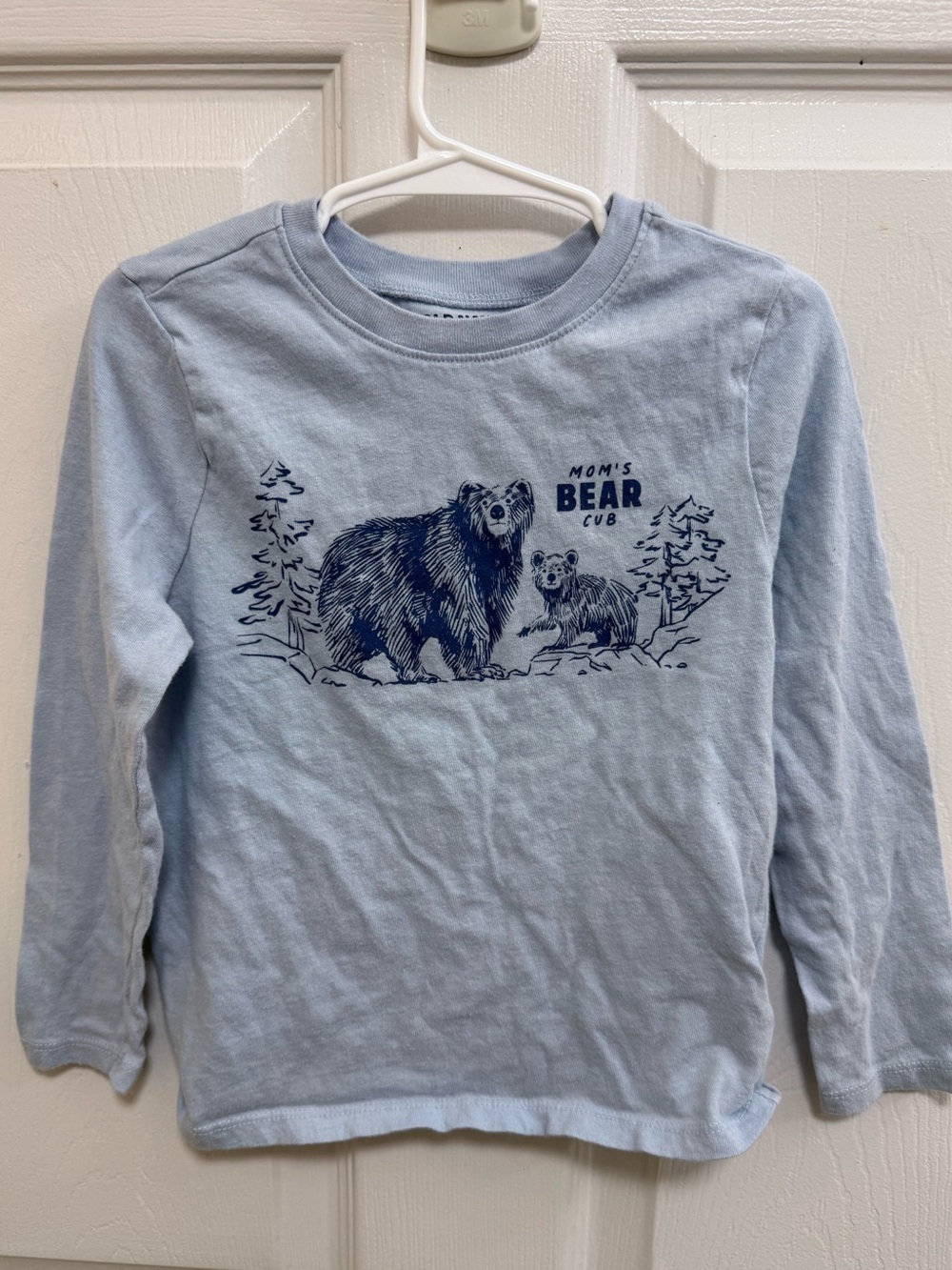 Old Navy Mom's Bear Cub Light Blue Kids Long-Sleeve Tee, Size 5T
